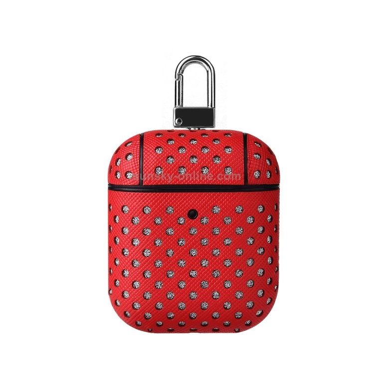 Ball Dot Flashing PU Leather + PC Wireless Bluetooth Earphone Protective Case for Apple AirPods 1 / 2, with Metal Buckle(Red) Ball Dot Flashing PU Leather + PC Wireless Bluetooth Earphone Protective Case for Apple AirPods 1 / 2, with Metal Buckle(Red)