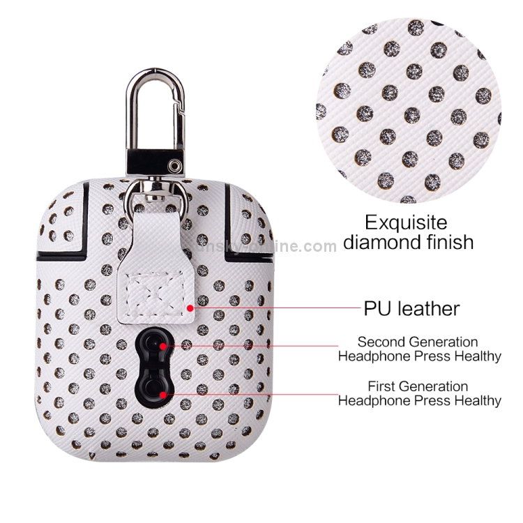 Ball Dot Flashing PU Leather + PC Wireless Bluetooth Earphone Protective Case for Apple AirPods 1 / 2, with Metal Buckle(Red) Ball Dot Flashing PU Leather + PC Wireless Bluetooth Earphone Protective Case for Apple AirPods 1 / 2, with Metal Buckle(Red)