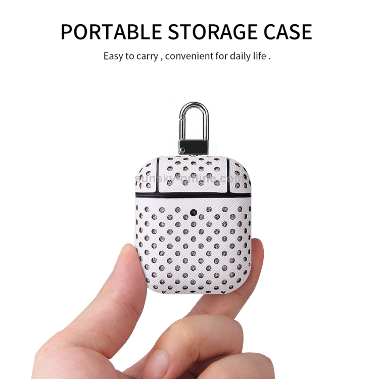 Ball Dot Flashing PU Leather + PC Wireless Bluetooth Earphone Protective Case for Apple AirPods 1 / 2, with Metal Buckle(Red) Ball Dot Flashing PU Leather + PC Wireless Bluetooth Earphone Protective Case for Apple AirPods 1 / 2, with Metal Buckle(Red)
