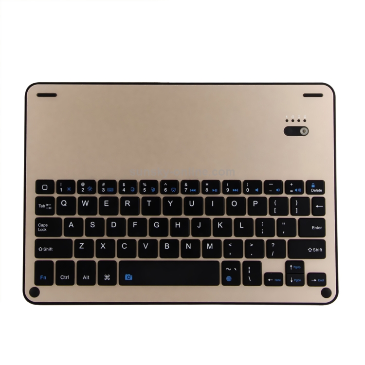 FT-1038E Detachable Bluetooth 3.0 Aluminum Alloy Keyboard + Lambskin Texture Leather Tablet Case for iPad Air / Air 2 / iPad Pro 9.7 inch, with Pen Slot / Water Repellent / Three-gear Angle Adjustment / Magnetic / Sleep Function (Gold) FT-1038E Detachable Bluetooth 3.0 Aluminum Alloy Keyboard + Lambskin Texture Leather Tablet Case for iPad Air / Air 2 / iPad Pro 9.7 inch, with Pen Slot / Water Repellent / Three-gear Angle Adjustment / Magnetic / Sleep Function (Gold)