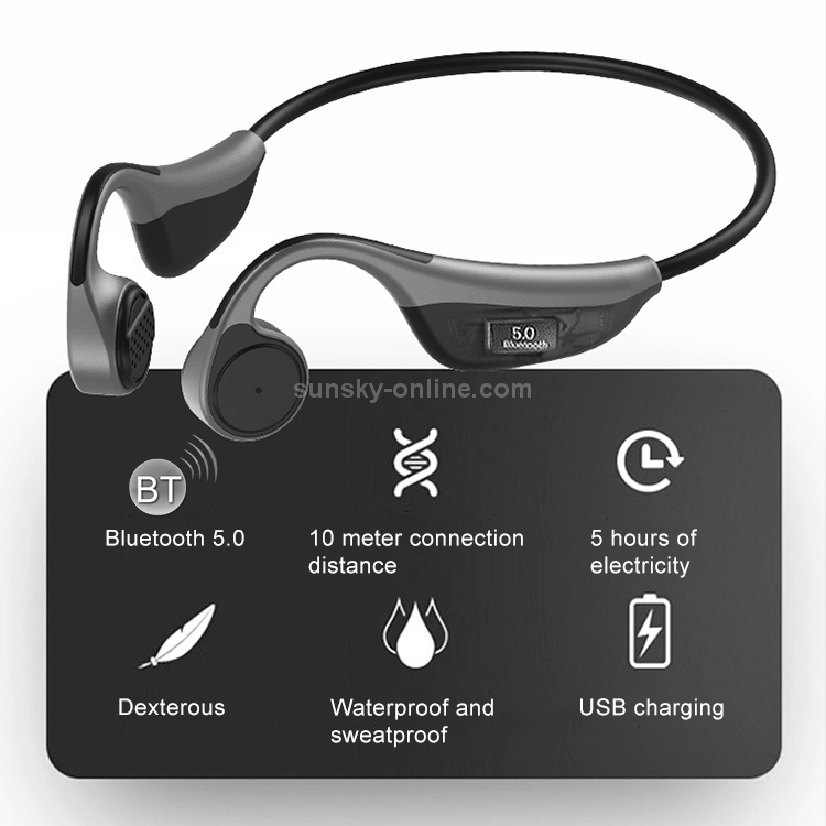 FMJ V9 Bluetooth 5.0 Waterproof Bone Conduction Sport Bluetooth Earphone (Black) FMJ V9 Bluetooth 5.0 Waterproof Bone Conduction Sport Bluetooth Earphone (Black)