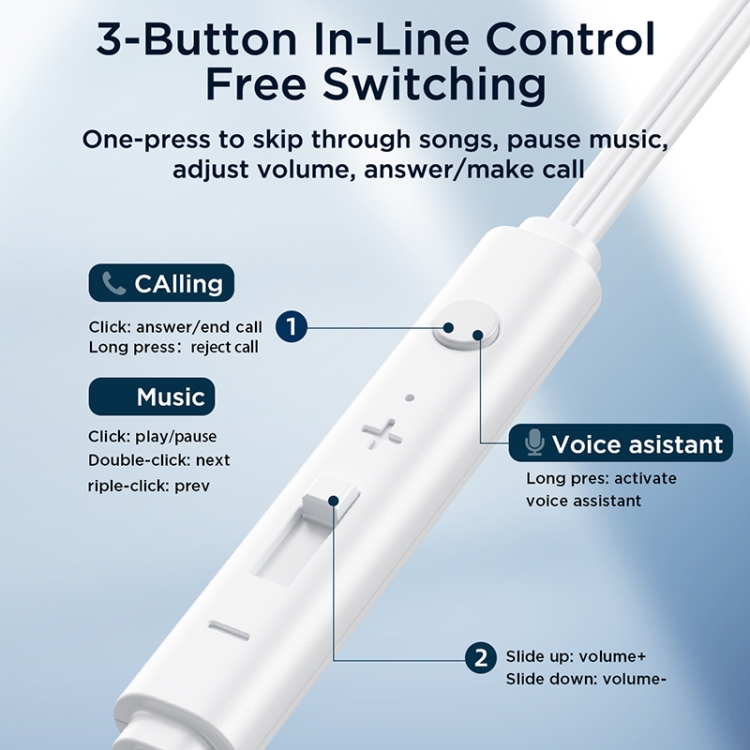JOYROOM JR-EW04 3.5mm Wire-controlled Half In-ear Gaming Earphone with Microphone (White) JOYROOM JR-EW04 3.5mm Wire-controlled Half In-ear Gaming Earphone with Microphone (White)