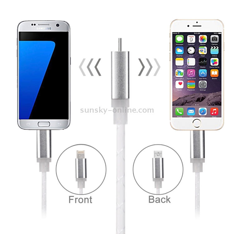2 in 1 Round Wire 1m Micro USB & 8 Pin to USB Data / Charger Cable 2 in 1 Round Wire 1m Micro USB & 8 Pin to USB Data / Charger Cable