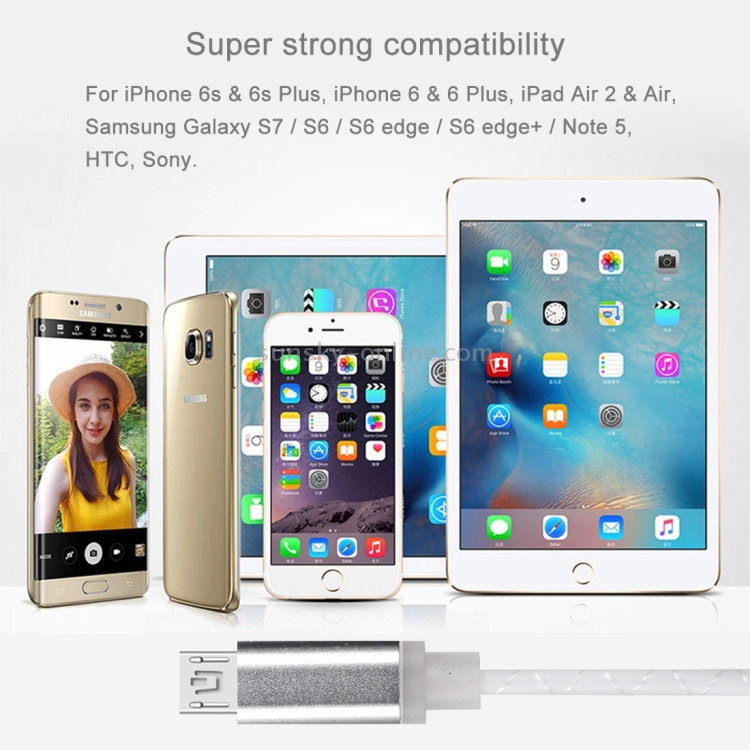 2 in 1 Round Wire 1m Micro USB & 8 Pin to USB Data / Charger Cable 2 in 1 Round Wire 1m Micro USB & 8 Pin to USB Data / Charger Cable