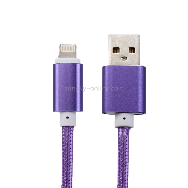 2m Woven Style Metal Head 84 Cores 8 Pin to USB 2.0 Data / Charger Cable(Purple) 2m Woven Style Metal Head 84 Cores 8 Pin to USB 2.0 Data / Charger Cable(Purple)