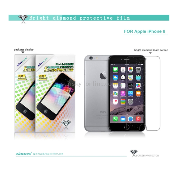 NILLKIN for iPhone 6 & 6s PET Material Bright Diamond Screen Non-full Protective Film(Transparent) NILLKIN for iPhone 6 & 6s PET Material Bright Diamond Screen Non-full Protective Film(Transparent)