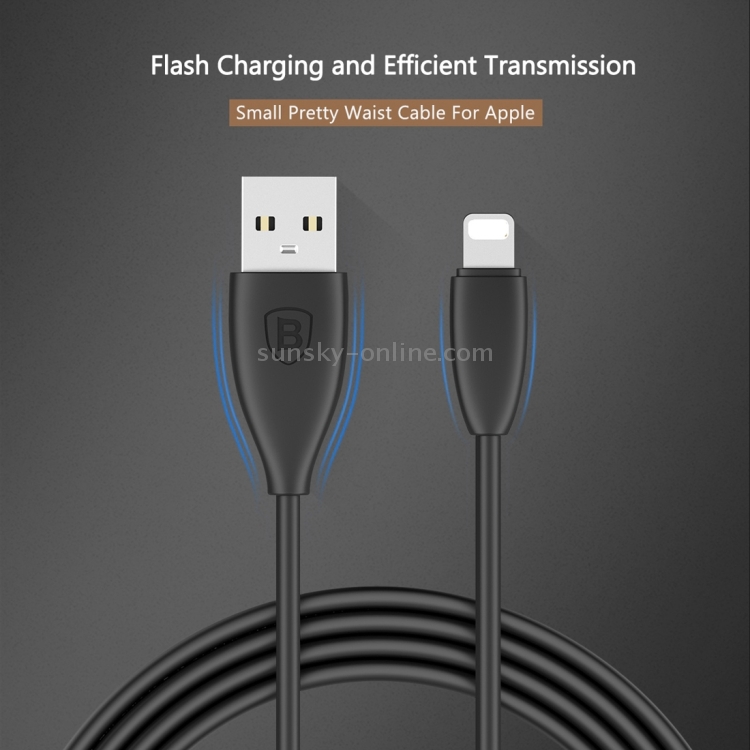 Baseus CALMY-01 1.2m 2A 8 Pin to USB Data Sync Charger Cable / Small Pretty Waist Cable Baseus CALMY-01 1.2m 2A 8 Pin to USB Data Sync Charger Cable / Small Pretty Waist Cable