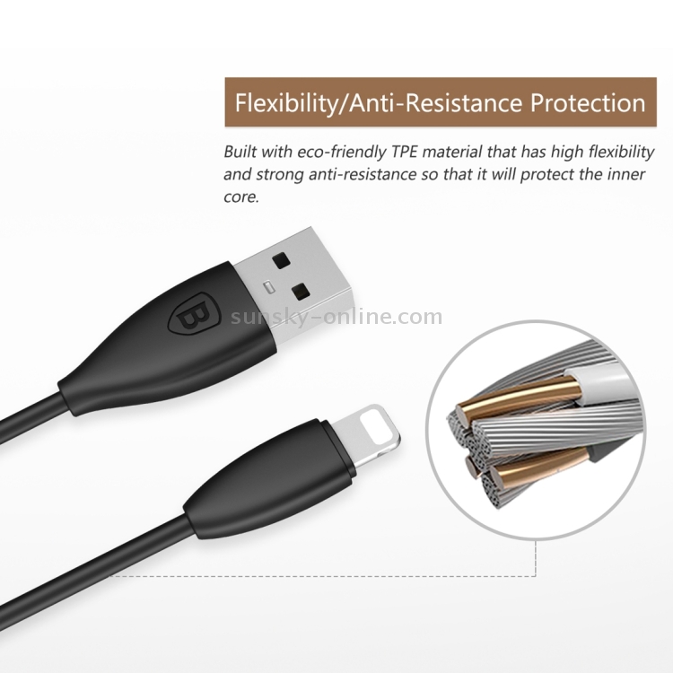 Baseus CALMY-01 1.2m 2A 8 Pin to USB Data Sync Charger Cable / Small Pretty Waist Cable Baseus CALMY-01 1.2m 2A 8 Pin to USB Data Sync Charger Cable / Small Pretty Waist Cable