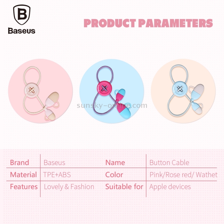 Baseus 2A 8 Pin to USB Data Sync Charger Cable / Button Cable Baseus 2A 8 Pin to USB Data Sync Charger Cable / Button Cable