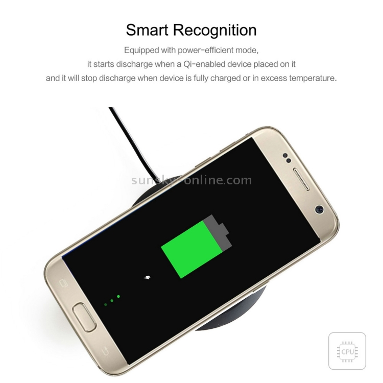 ROCK QI Standard Smart Recognition Auto-disconnect Wireless Charger with Blue Indicator for iPhone 8 / 8 Plus / X & Smart Phones(Black) ROCK QI Standard Smart Recognition Auto-disconnect Wireless Charger with Blue Indicator for iPhone 8 / 8 Plus / X & Smart Phones(Black)