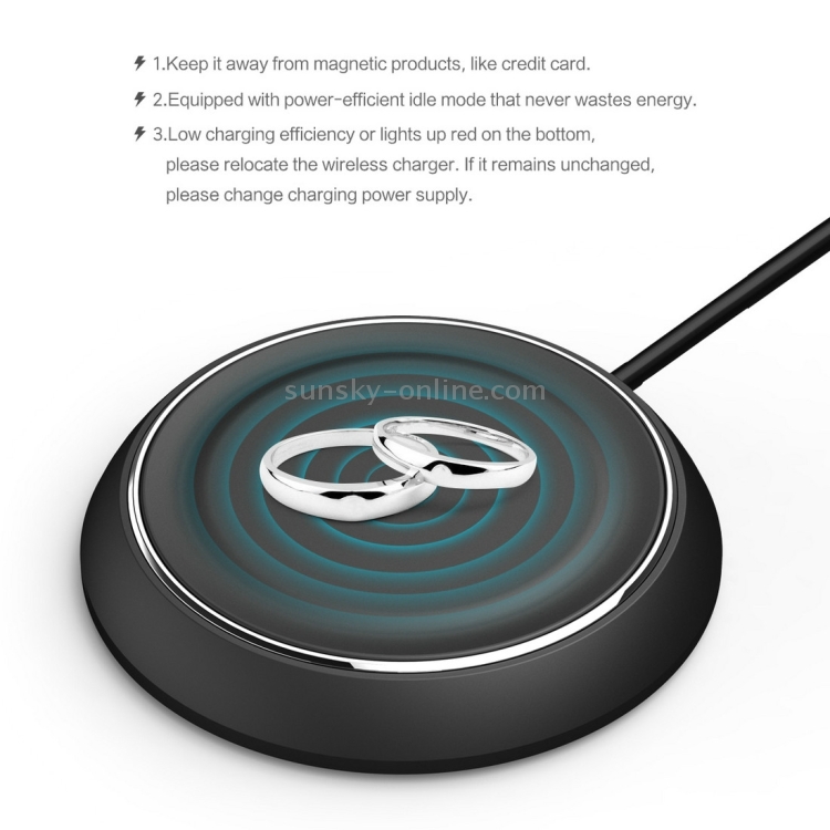 ROCK QI Standard Smart Recognition Auto-disconnect Wireless Charger with Blue Indicator for iPhone 8 / 8 Plus / X & Smart Phones(Black) ROCK QI Standard Smart Recognition Auto-disconnect Wireless Charger with Blue Indicator for iPhone 8 / 8 Plus / X & Smart Phones(Black)