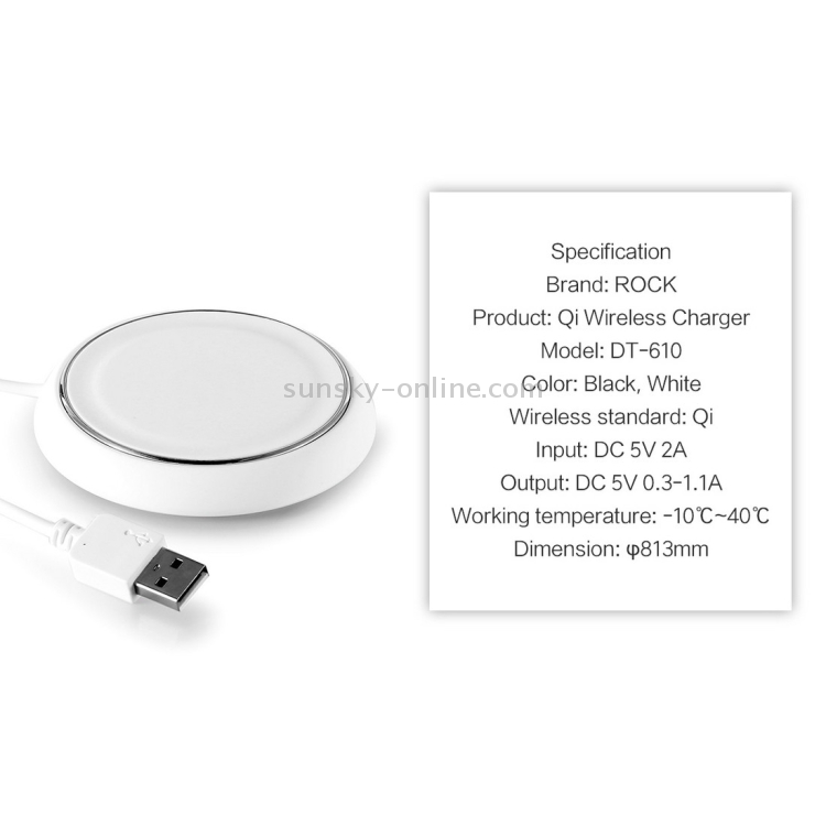 ROCK QI Standard Smart Recognition Auto-disconnect Wireless Charger with Blue Indicator for iPhone 8 / 8 Plus / X & Smart Phones(Black) ROCK QI Standard Smart Recognition Auto-disconnect Wireless Charger with Blue Indicator for iPhone 8 / 8 Plus / X & Smart Phones(Black)