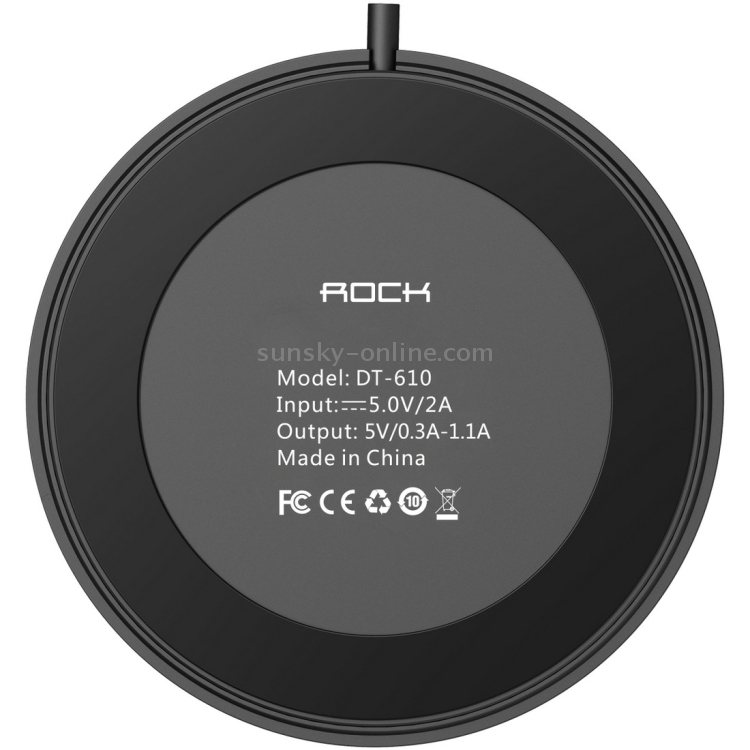 ROCK QI Standard Smart Recognition Auto-disconnect Wireless Charger with Blue Indicator for iPhone 8 / 8 Plus / X & Smart Phones(Black) ROCK QI Standard Smart Recognition Auto-disconnect Wireless Charger with Blue Indicator for iPhone 8 / 8 Plus / X & Smart Phones(Black)