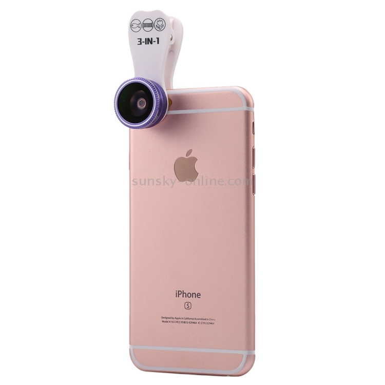 3 in 1 Universal 185 Degrees Fisheye Lens + 0.65X Super Wide Angle + 10X Macro Lens with Clip & Carrying Bag for iPhone, Samsung, HTC, Sony, Huawei, Xiaomi, Meizu(Purple) 3 in 1 Universal 185 Degrees Fisheye Lens + 0.65X Super Wide Angle + 10X Macro Lens with Clip & Carrying Bag for iPhone, Samsung, HTC, Sony, Huawei, Xiaomi, Meizu(Purple)
