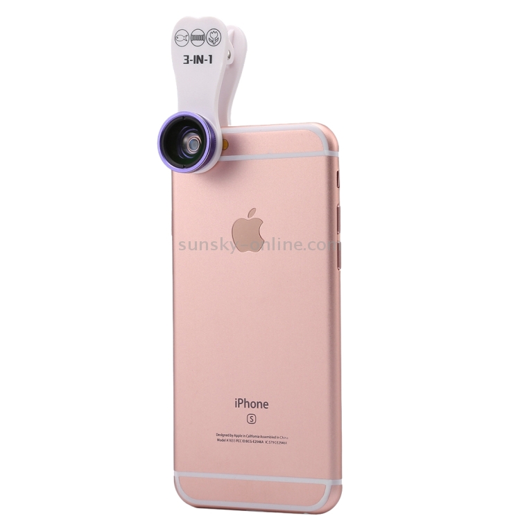3 in 1 Universal 185 Degrees Fisheye Lens + 0.65X Super Wide Angle + 10X Macro Lens with Clip & Carrying Bag for iPhone, Samsung, HTC, Sony, Huawei, Xiaomi, Meizu(Purple) 3 in 1 Universal 185 Degrees Fisheye Lens + 0.65X Super Wide Angle + 10X Macro Lens with Clip & Carrying Bag for iPhone, Samsung, HTC, Sony, Huawei, Xiaomi, Meizu(Purple)