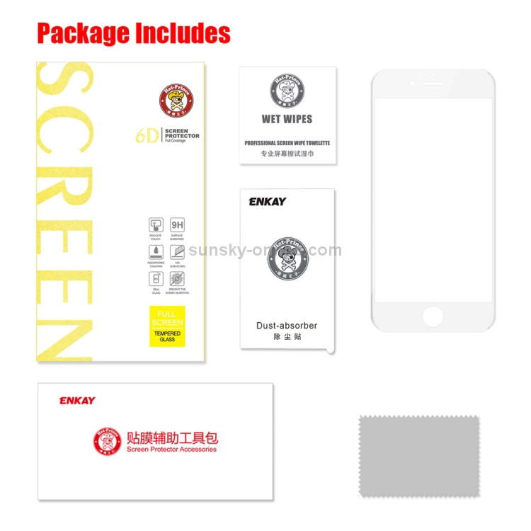 ENKAY Hat-Prince 0.26mm 9H Surface Hardness 6D Curved Edge Full Screen Tempered Glass Film for iPhone 6 & 6s(White) ENKAY Hat-Prince 0.26mm 9H Surface Hardness 6D Curved Edge Full Screen Tempered Glass Film for iPhone 6 & 6s(White)