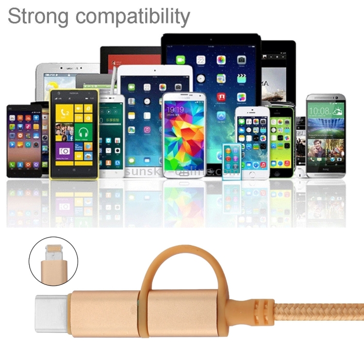 ENKAY Hat-Prince Woven Style 2A Micro USB & 8 Pin & USB-C / Type-C 3.1 Data / Charger Cable ENKAY Hat-Prince Woven Style 2A Micro USB & 8 Pin & USB-C / Type-C 3.1 Data / Charger Cable