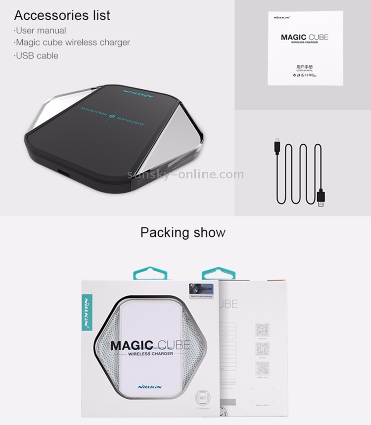 NILLKIN Magic Cube QI Standard Smart Recognition 5W Hexagonal Wireless Charger with Blue Indicator NILLKIN Magic Cube QI Standard Smart Recognition 5W Hexagonal Wireless Charger with Blue Indicator