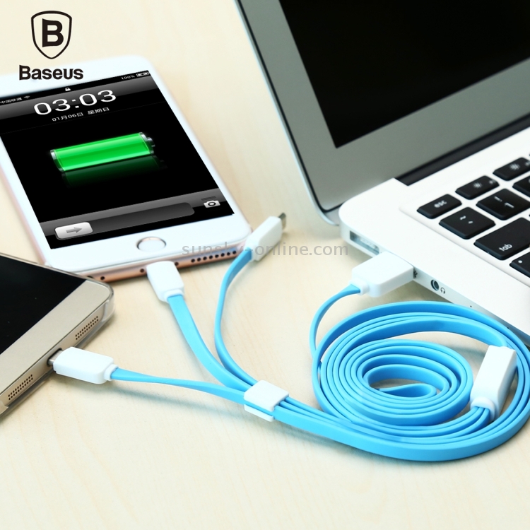 Baseus 3 in 1 Union Series 1.2M (1 x 8 Pin + 1 x Micro USB + 1 x USB-C / Type-C) Data Sync Cable Charging Cable for iPhone & iPad & iPod & New MacBook Air 12 inch, Samsung, Google, Nokia, HTC, Sony, Huawei, Xiaomi, Meizu, OnePlus, Letv(White) Baseus 3 in 1 Union Series 1.2M (1 x 8 Pin + 1 x Micro USB + 1 x USB-C / Type-C) Data Sync Cable Charging Cable for iPhone & iPad & iPod & New MacBook Air 12 inch, Samsung, Google, Nokia, HTC, Sony, Huawei, Xiaomi, Meizu, OnePlus, Letv(White)
