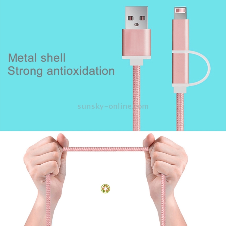 2 in 1 Woven Style 30cm Metal Head Micro USB & 8 Pin to USB Data / Charger Cable 2 in 1 Woven Style 30cm Metal Head Micro USB & 8 Pin to USB Data / Charger Cable