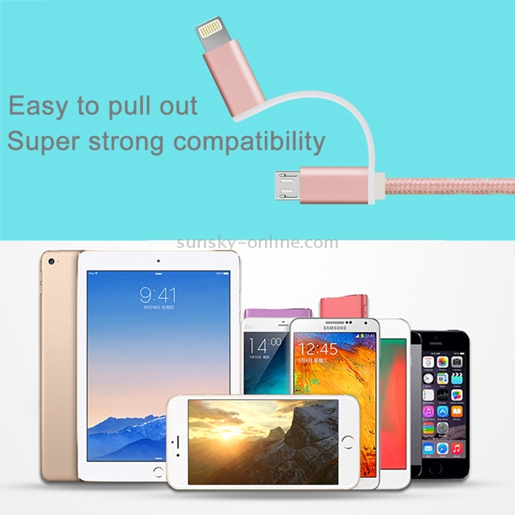 2 in 1 Woven Style 30cm Metal Head Micro USB & 8 Pin to USB Data / Charger Cable 2 in 1 Woven Style 30cm Metal Head Micro USB & 8 Pin to USB Data / Charger Cable