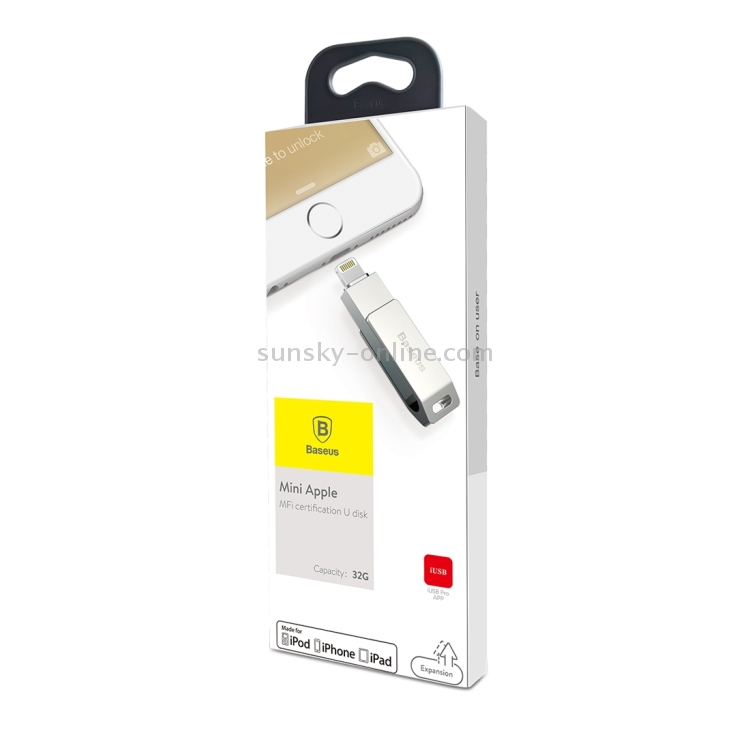 Baseus Mini Apple MFi 32GB 8pin to USB 2.0 Flash Disk Drive for iPhone & iPad & iPod(Chrome) Baseus Mini Apple MFi 32GB 8pin to USB 2.0 Flash Disk Drive for iPhone & iPad & iPod(Chrome)
