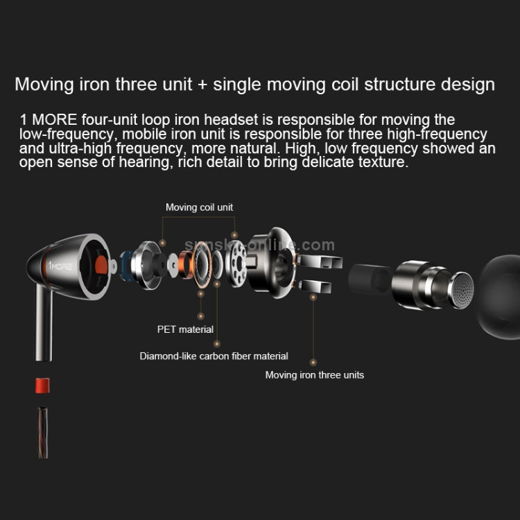 Xiaomi Youpin 1MORE Four Drivers (Single Moving Coil + Three Moving Iron) Smart Wired Control In-Ear Earphone Ear Cup Xiaomi Youpin 1MORE Four Drivers (Single Moving Coil + Three Moving Iron) Smart Wired Control In-Ear Earphone Ear Cup