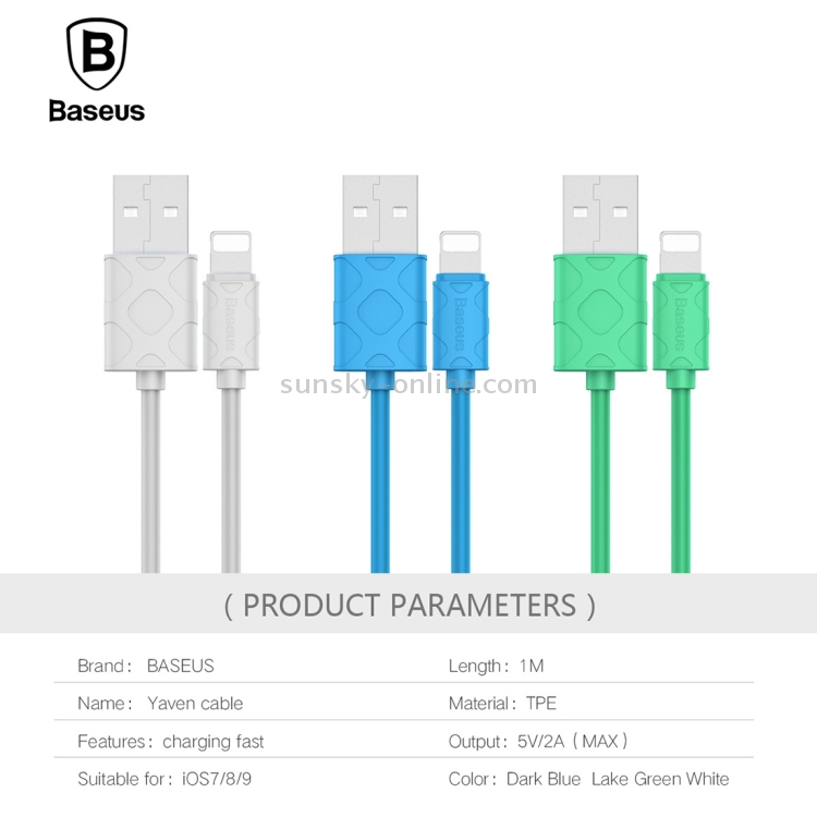 Baseus 1M High Speed 8pin to USB 2.0 Yawen Cable USB Data Sync Charging Cable for iPhone 6 Plus / 6s Plus / 6 / 6s / 5 / 5S / 5C & iPad Pro / Air 2 / Air / mini 4 / 3 / 2 / 1 & iPod Nano 7 / Touch(Blue) Baseus 1M High Speed 8pin to USB 2.0 Yawen Cable USB Data Sync Charging Cable for iPhone 6 Plus / 6s Plus / 6 / 6s / 5 / 5S / 5C & iPad Pro / Air 2 / Air / mini 4 / 3 / 2 / 1 & iPod Nano 7 / Touch(Blue)
