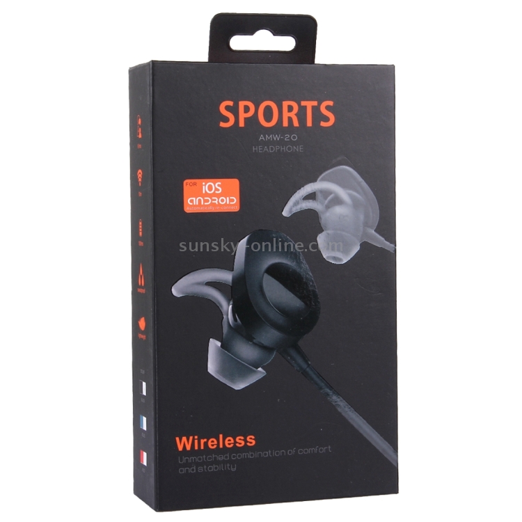 AMW-20 Stereo Wireless Sports Bluetooth 4.2 In-Ear Earphone Headphone With Mic, Effective Bluetooth Distance: 10m AMW-20 Stereo Wireless Sports Bluetooth 4.2 In-Ear Earphone Headphone With Mic, Effective Bluetooth Distance: 10m