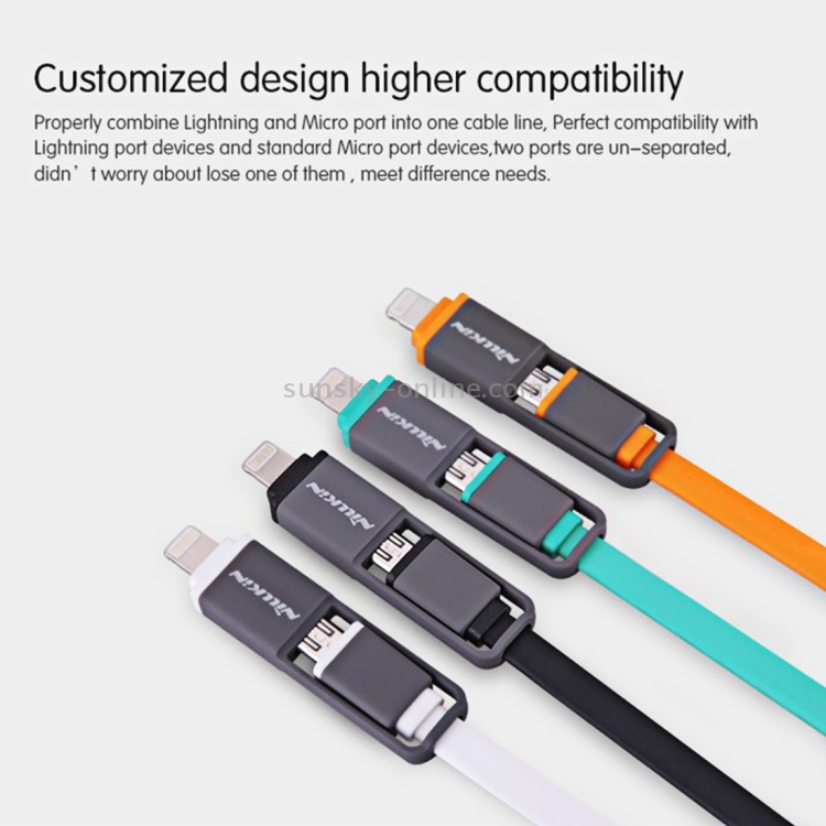 NILLKIN 1.2m 2.1A Plus Cable 8 Pin & Micro USB to USB 2.0 Soft TPE Data Sync Charging Cable with Additional Port Cap & String Bandage for iPhone & iPad & iPod & Samsung & LG & Huawei & Xiaomi & Meizu & OPPO(White) NILLKIN 1.2m 2.1A Plus Cable 8 Pin & Micro USB to USB 2.0 Soft TPE Data Sync Charging Cable with Additional Port Cap & String Bandage for iPhone & iPad & iPod & Samsung & LG & Huawei & Xiaomi & Meizu & OPPO(White)