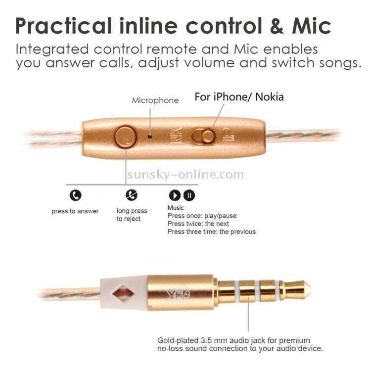 ENKAY Hat Prince Perfume Style In-Ear Stereo Earphone with Wire Control + MIC, Support Answering and Rejecting Call for iPhone, iPad, iPod, Samsung, HTC, Sony(Gold) ENKAY Hat Prince Perfume Style In-Ear Stereo Earphone with Wire Control + MIC, Support Answering and Rejecting Call for iPhone, iPad, iPod, Samsung, HTC, Sony(Gold)