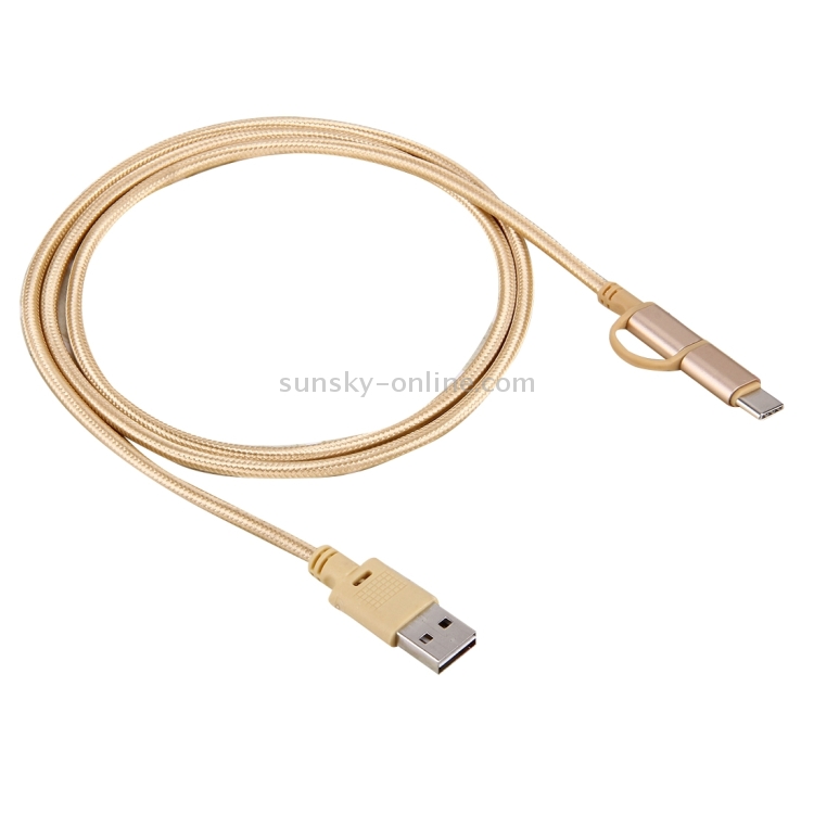 1m 3 in 1 Woven Style 8 Pin & USB-C / Type-C 3.1 & Micro USB to USB 2.0 Data / Charging Cable 1m 3 in 1 Woven Style 8 Pin & USB-C / Type-C 3.1 & Micro USB to USB 2.0 Data / Charging Cable