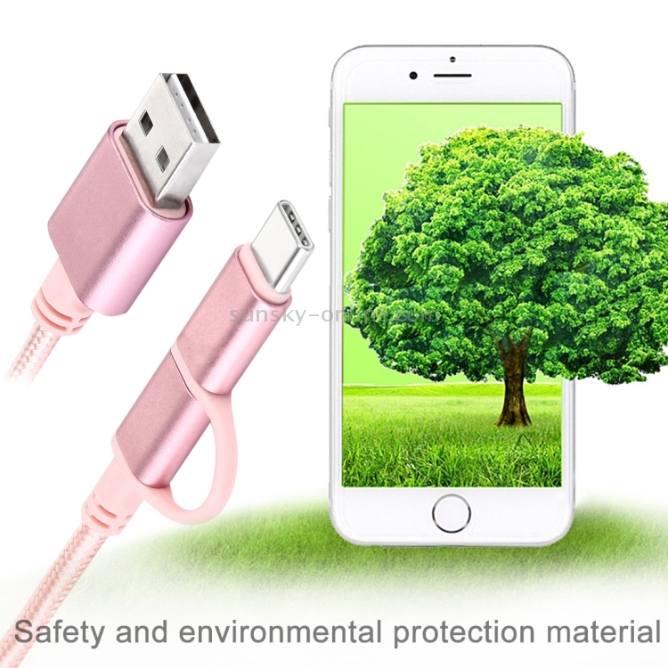 1m 3 in 1 Woven Style 8 Pin & USB-C / Type-C 3.1 & Micro USB to USB 2.0 Data / Charging Cable 1m 3 in 1 Woven Style 8 Pin & USB-C / Type-C 3.1 & Micro USB to USB 2.0 Data / Charging Cable