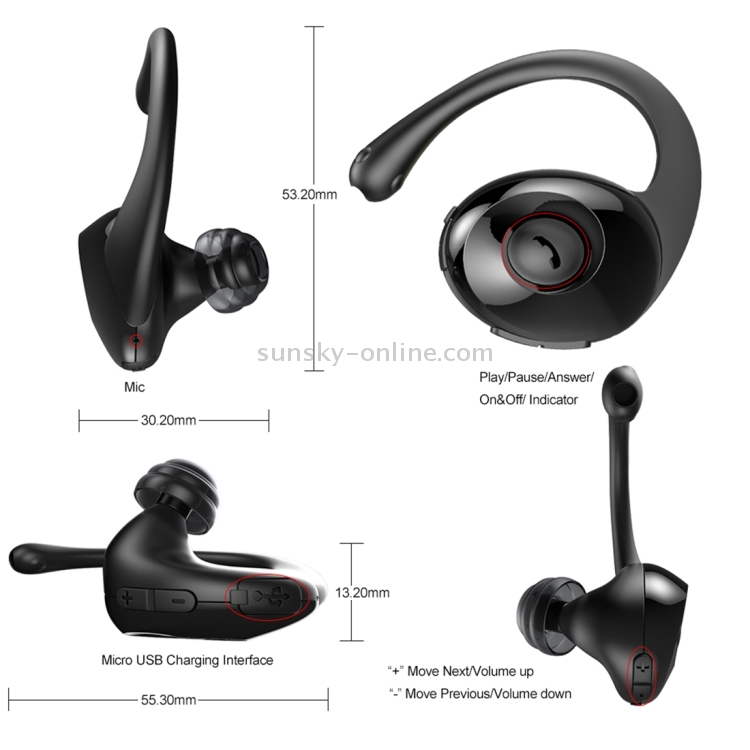 New Bee NB-7 Sweatproof Wireless Bluetooth 4.1 Snail Bionic Stereo In-ear Headphone Sports Headset with Microphone New Bee NB-7 Sweatproof Wireless Bluetooth 4.1 Snail Bionic Stereo In-ear Headphone Sports Headset with Microphone
