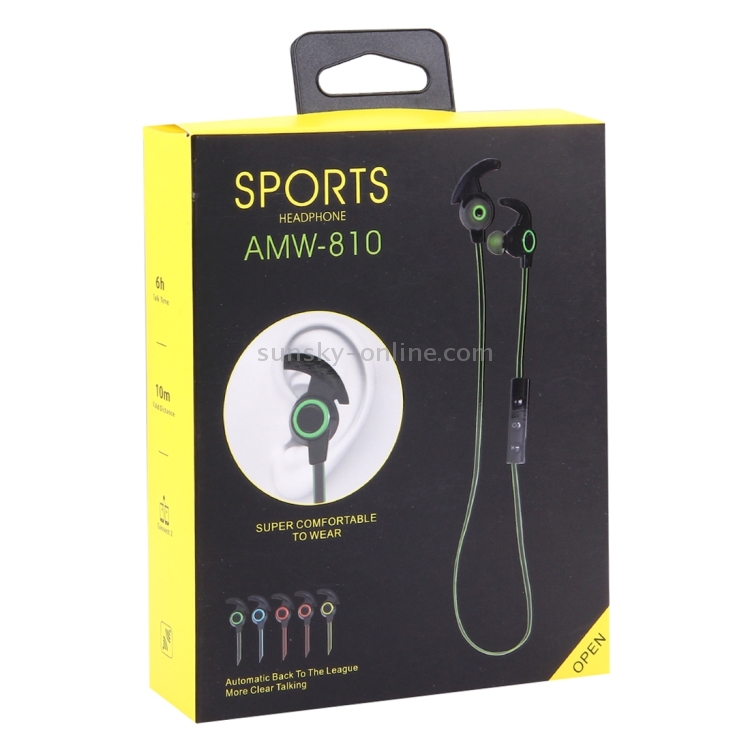 AMW-810 Bluetooth 4.1 Stereo Wireless In-ear Sports Earphone Headphone with Microphone, Bluetooth Distance: 10m AMW-810 Bluetooth 4.1 Stereo Wireless In-ear Sports Earphone Headphone with Microphone, Bluetooth Distance: 10m