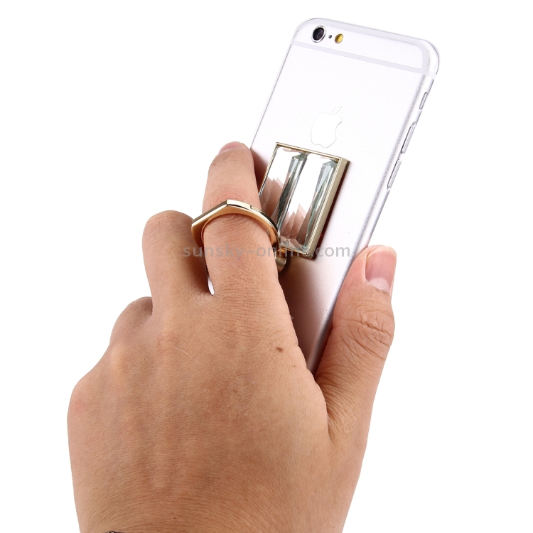Crystal Square Diamond Encrusted Ring Phone Holder for iPhone / Huawei / Samsung / HTC / Sony / LG Mobile Phone(Gold) Crystal Square Diamond Encrusted Ring Phone Holder for iPhone / Huawei / Samsung / HTC / Sony / LG Mobile Phone(Gold)