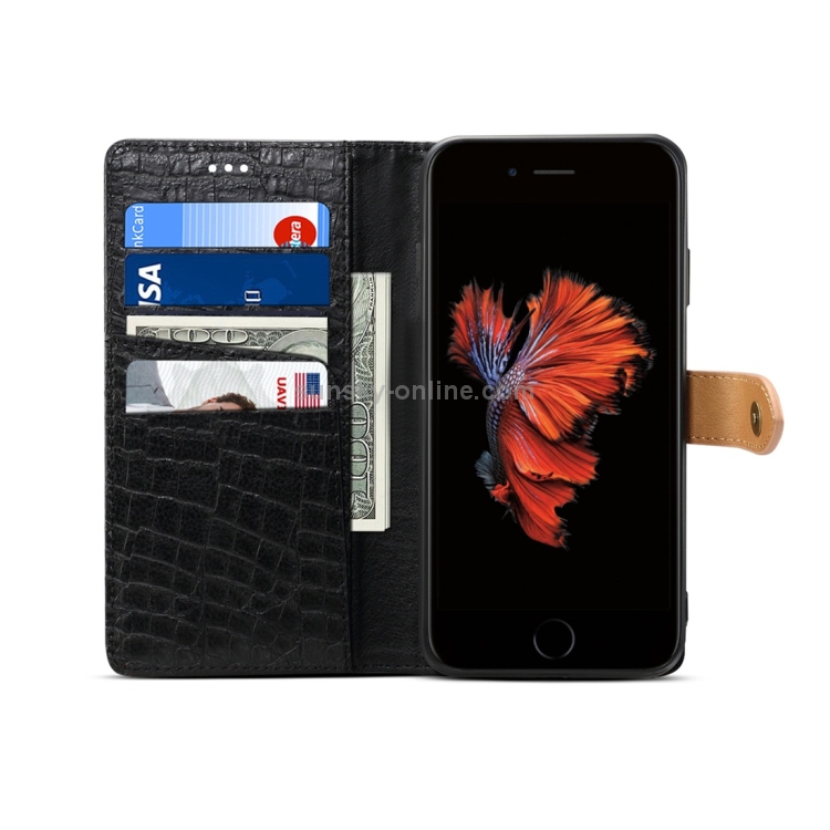 Étui Portefeuille En PU Texture Croisée Pour IPhone 6 / 6S - Rabat, Marron