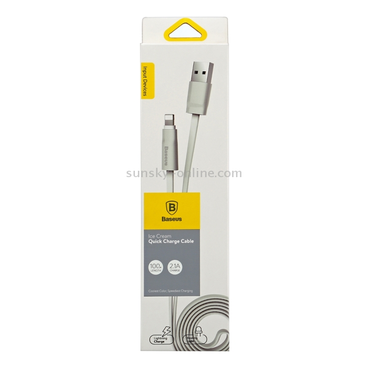 Baseus 1M 2.1A Ice Cream BC1.2 Quick Charge Cable 8pin to USB TPE Data Sync Cable Charging Cable for iPhone & iPad & iPod(Silver) Baseus 1M 2.1A Ice Cream BC1.2 Quick Charge Cable 8pin to USB TPE Data Sync Cable Charging Cable for iPhone & iPad & iPod(Silver)