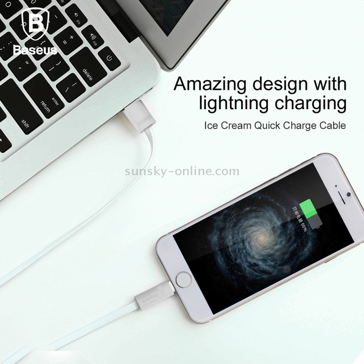Baseus 1M 2.1A Ice Cream BC1.2 Quick Charge Cable 8pin to USB TPE Data Sync Cable Charging Cable for iPhone & iPad & iPod(Silver) Baseus 1M 2.1A Ice Cream BC1.2 Quick Charge Cable 8pin to USB TPE Data Sync Cable Charging Cable for iPhone & iPad & iPod(Silver)
