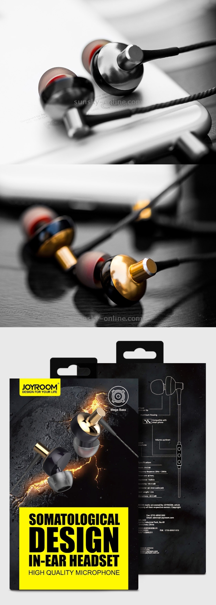 JOYROOM JR-E108 3.5mm In-Ear Aviation Aluminum Wire Control Earphone with 3 Size Earmuffs JOYROOM JR-E108 3.5mm In-Ear Aviation Aluminum Wire Control Earphone with 3 Size Earmuffs