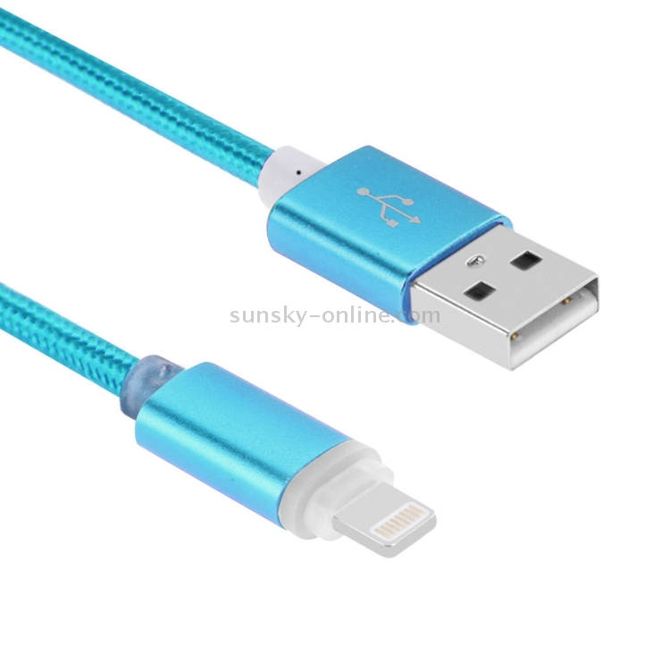 1.2M Woven Style 8pin to USB Data Sync Cable with Double LED Indicator Light for iPhone & iPad & iPod(Blue) 1.2M Woven Style 8pin to USB Data Sync Cable with Double LED Indicator Light for iPhone & iPad & iPod(Blue)