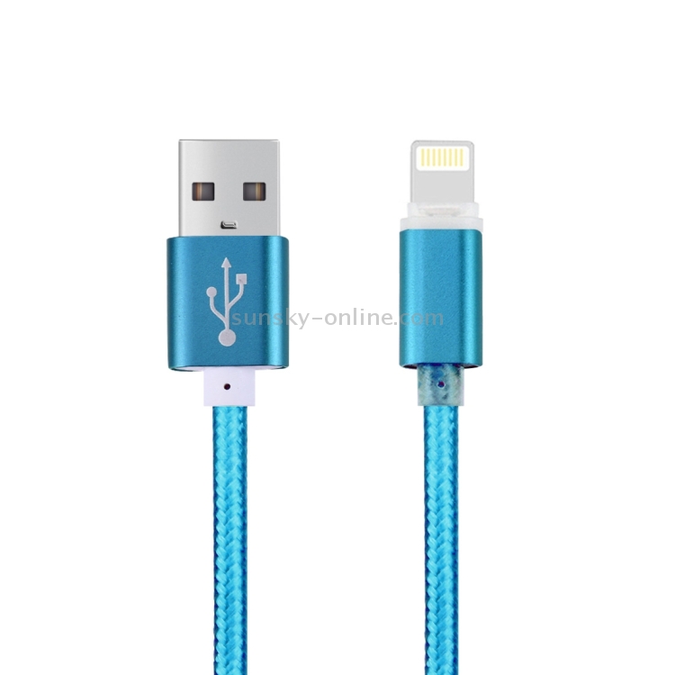 1.2M Woven Style 8pin to USB Data Sync Cable with Double LED Indicator Light for iPhone & iPad & iPod(Blue) 1.2M Woven Style 8pin to USB Data Sync Cable with Double LED Indicator Light for iPhone & iPad & iPod(Blue)