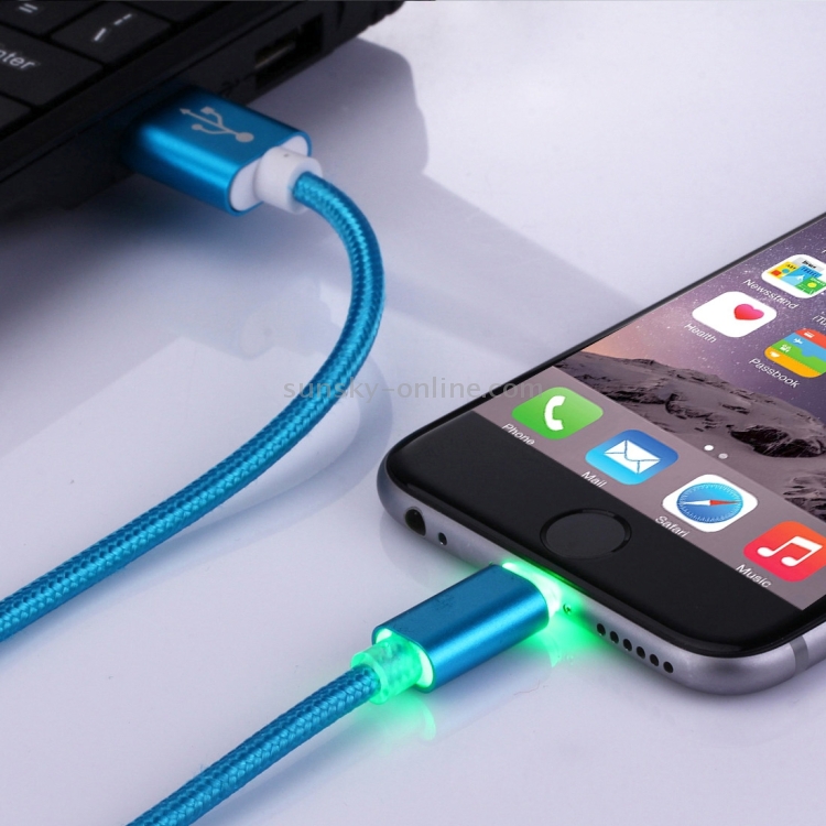 1.2M Woven Style 8pin to USB Data Sync Cable with Double LED Indicator Light for iPhone & iPad & iPod(Blue) 1.2M Woven Style 8pin to USB Data Sync Cable with Double LED Indicator Light for iPhone & iPad & iPod(Blue)