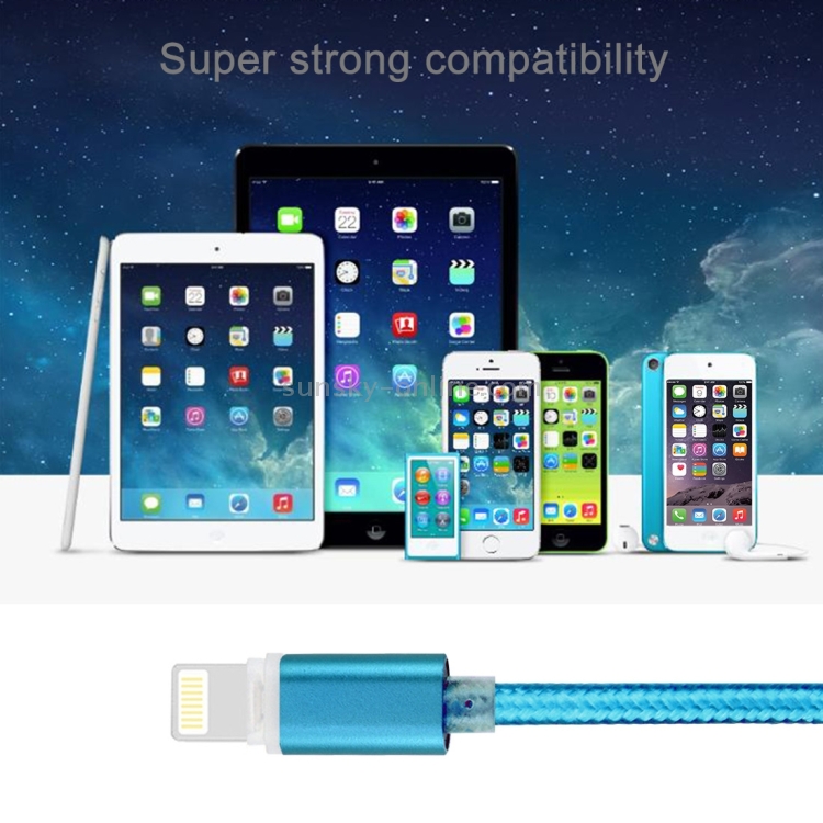1.2M Woven Style 8pin to USB Data Sync Cable with Double LED Indicator Light for iPhone & iPad & iPod(Blue) 1.2M Woven Style 8pin to USB Data Sync Cable with Double LED Indicator Light for iPhone & iPad & iPod(Blue)