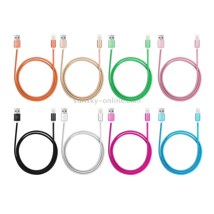 8 PCS 1m Woven Style Metal Head 8 Pin to USB 2.0 Data / Charger Cable Kit with Light 8 PCS 1m Woven Style Metal Head 8 Pin to USB 2.0 Data / Charger Cable Kit with Light