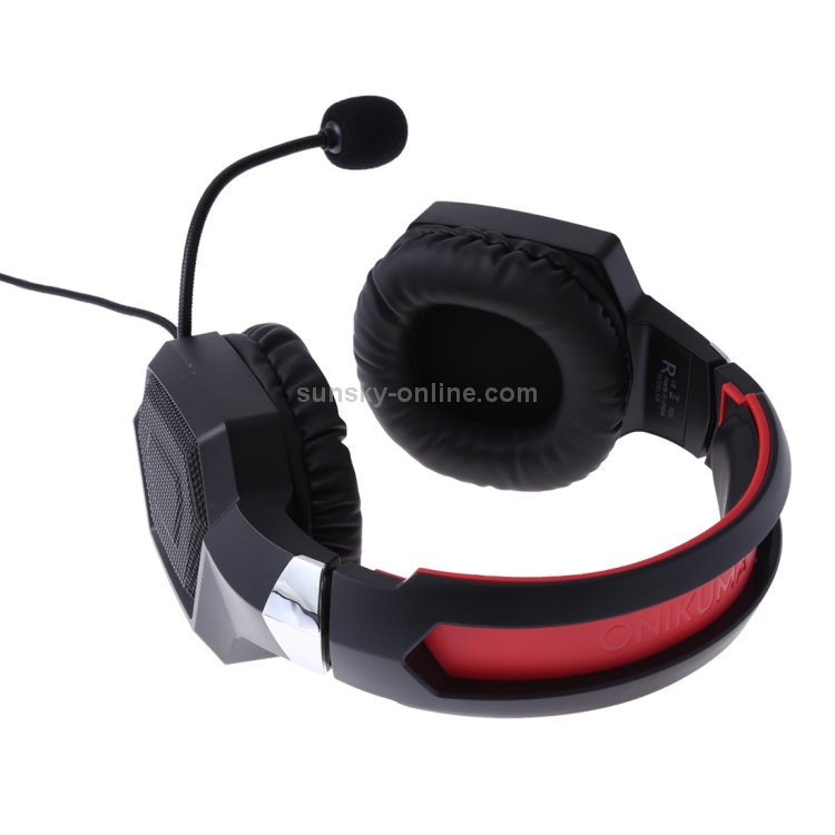 ONIKUMA K8 - Auriculares para juegos con micrófono y luces LED, estéreo y envolvente, para colocar sobre las orejas, color rojo - 2