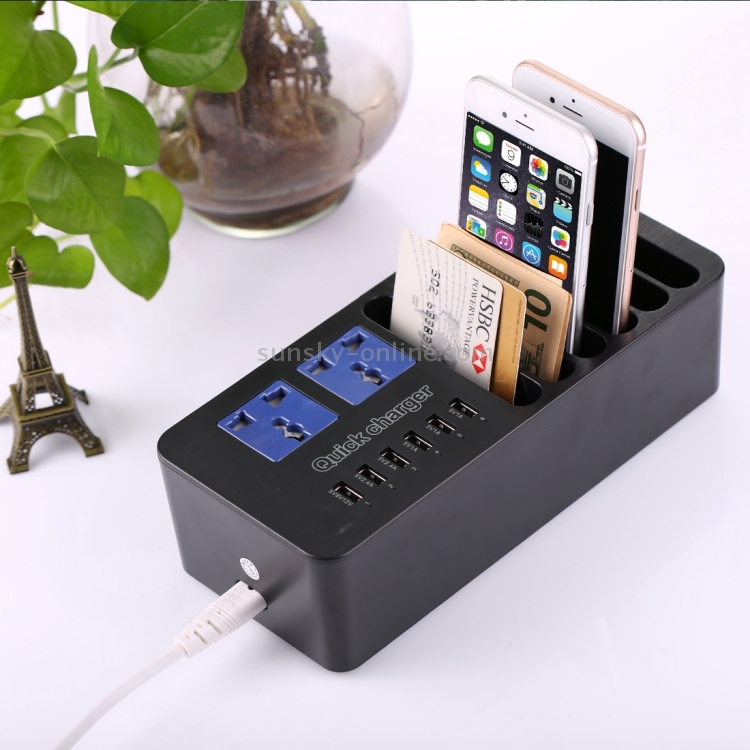 5 Smart USB Ports + 1 Quick Charger 2.0 Port + 6 Charger Stand Holder + 2 Extension Socket Power 5 Smart USB Ports + 1 Quick Charger 2.0 Port + 6 Charger Stand Holder + 2 Extension Socket Power