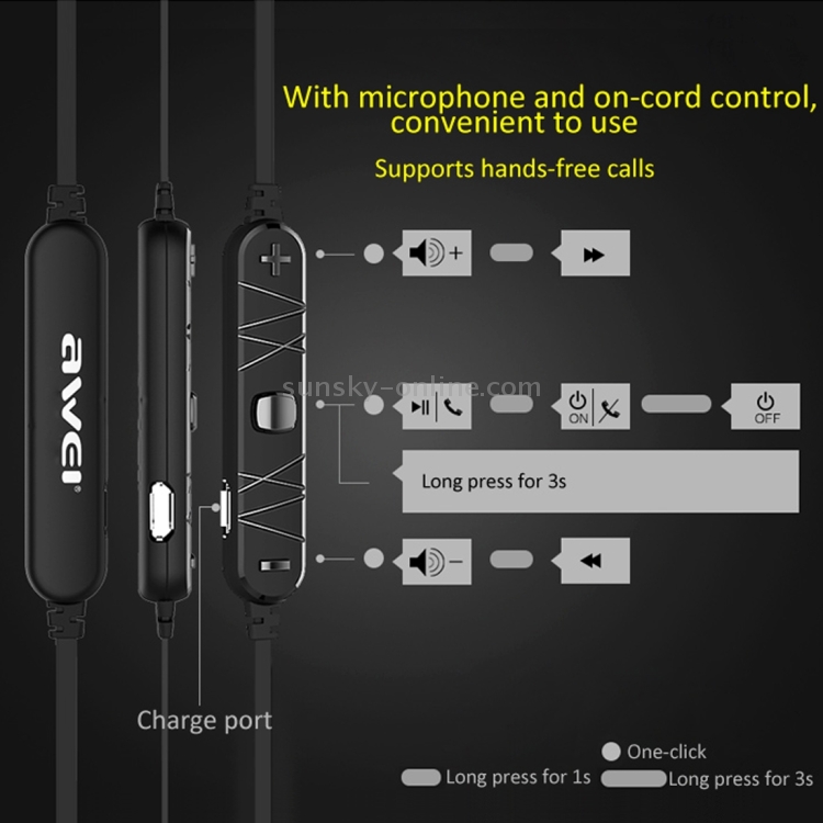 AWEI A921BL Wireless Sport Magnetic Bluetooth Earphone with Wire Control + Mic(Black) AWEI A921BL Wireless Sport Magnetic Bluetooth Earphone with Wire Control + Mic(Black)