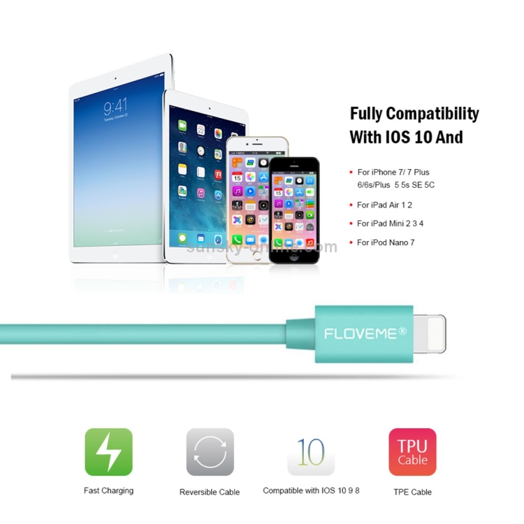 FLOVEME 2.1A 1m USB to 8 Pin Data Sync Charging Cable, Crystal Box Packing FLOVEME 2.1A 1m USB to 8 Pin Data Sync Charging Cable, Crystal Box Packing