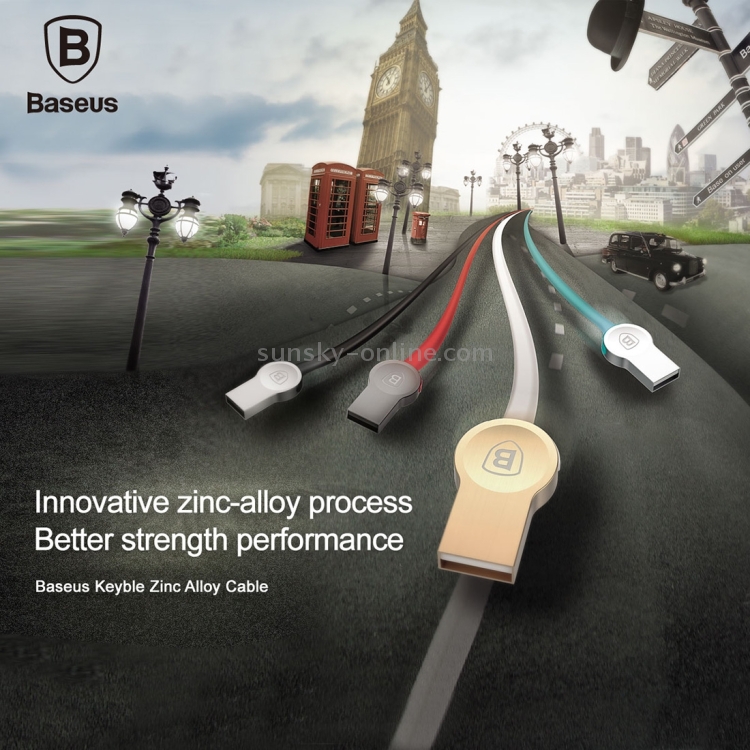 Baseus 1m 2A Keyble Flat Style 8 Pin to USB 2.0 Zinc Alloy + TPE Data Sync Charging Cable Baseus 1m 2A Keyble Flat Style 8 Pin to USB 2.0 Zinc Alloy + TPE Data Sync Charging Cable